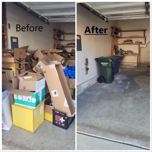 Garage cleanout before and after completed by SA Junk Haul in San Marcos, CA